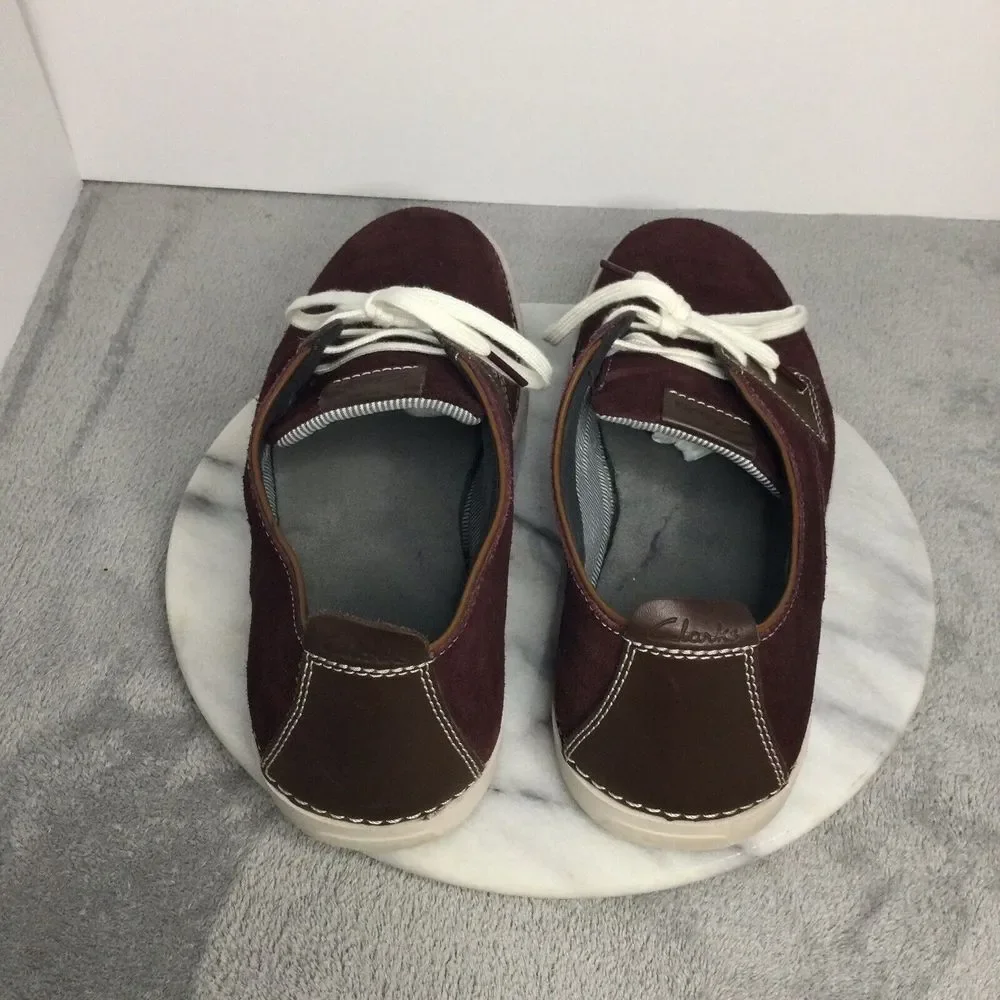 Clarks‎ Weaver 26068077 Mens Burgundy Suede Lace Ups Casual Shoes - Picture 4 of 10